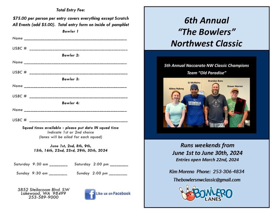 6th Annual The Bowlers Northwest Classic Registration From